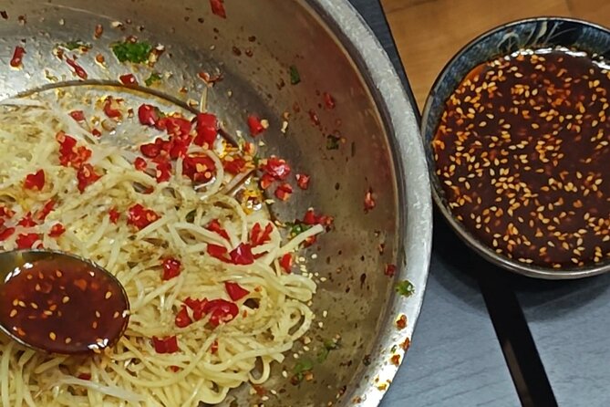 Learn cold noodle and wolf-teeth potato at local home - Wolf-Teeth Potatoes: Cutting and Frying for Crunch